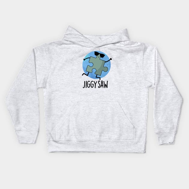 Jiggy Saw Cute Dancing Jigsaw Puzzle Pun Kids Hoodie by punnybone